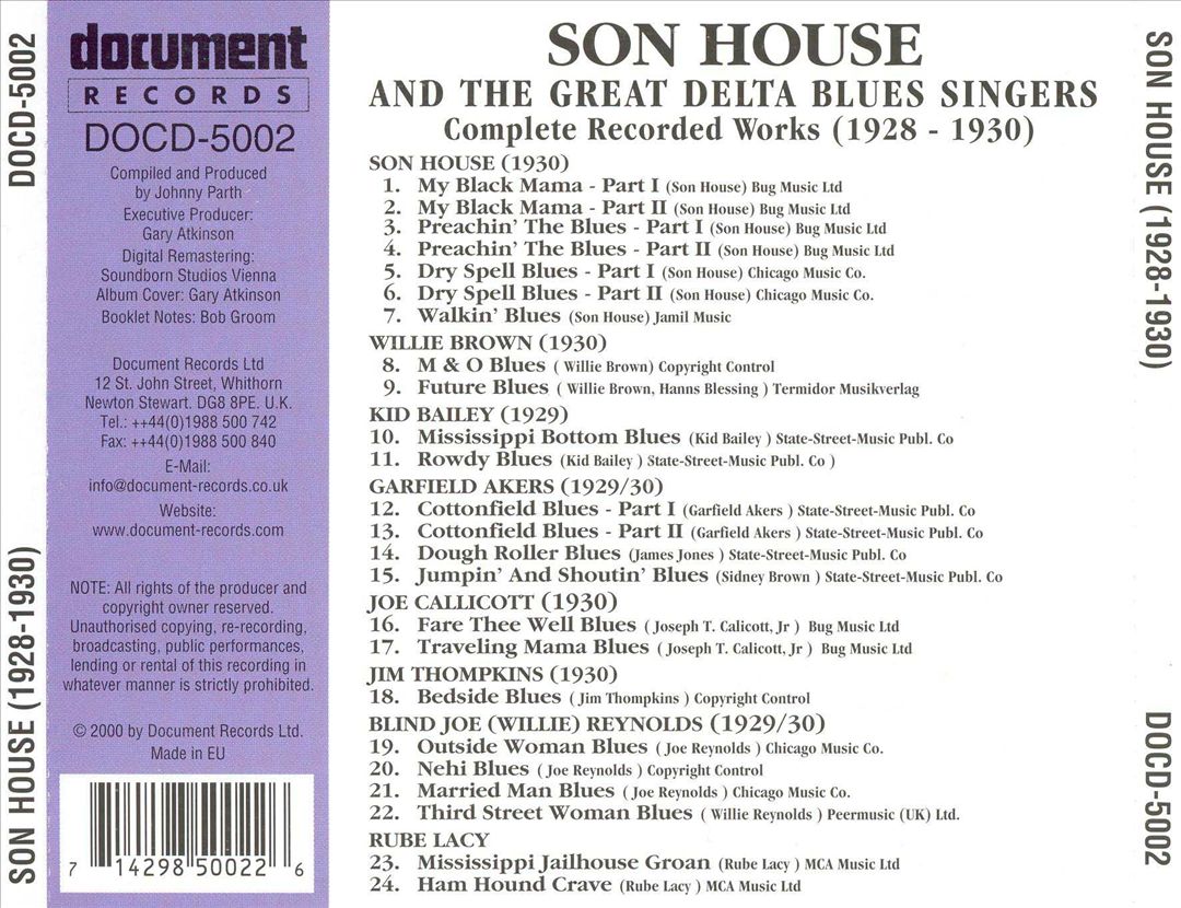 Complete Recorded Works of Son House & the Great Delta Blues Singers cover art