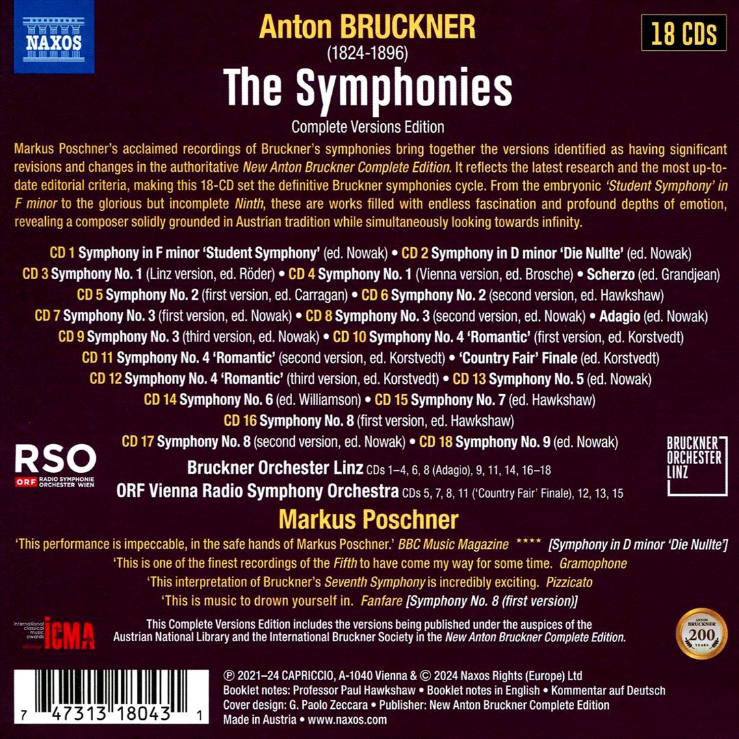 Bruckner: The Symphonies - Complete Versions Edition cover art