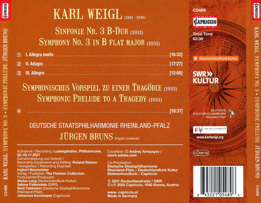 Karl Weigl: Symphony No. 3; Symphonic Prelude cover art