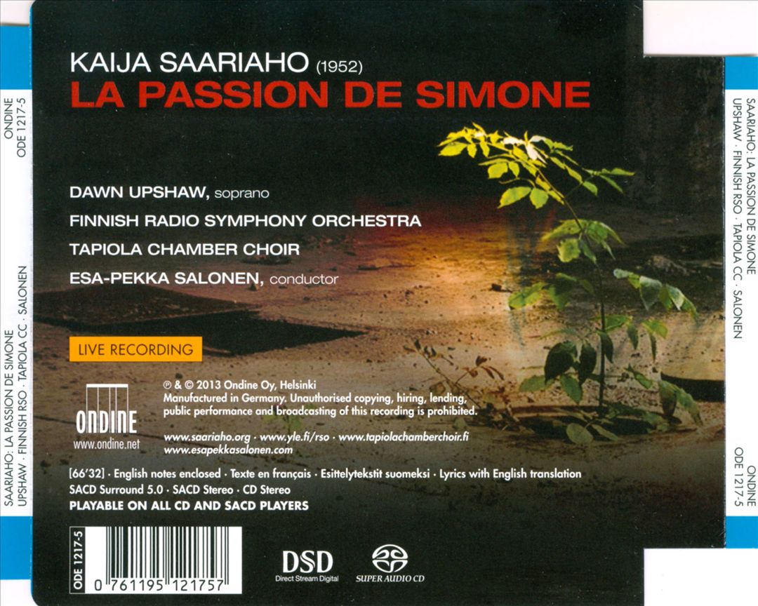 Kaija Saariaho: La Passion de Simone cover art