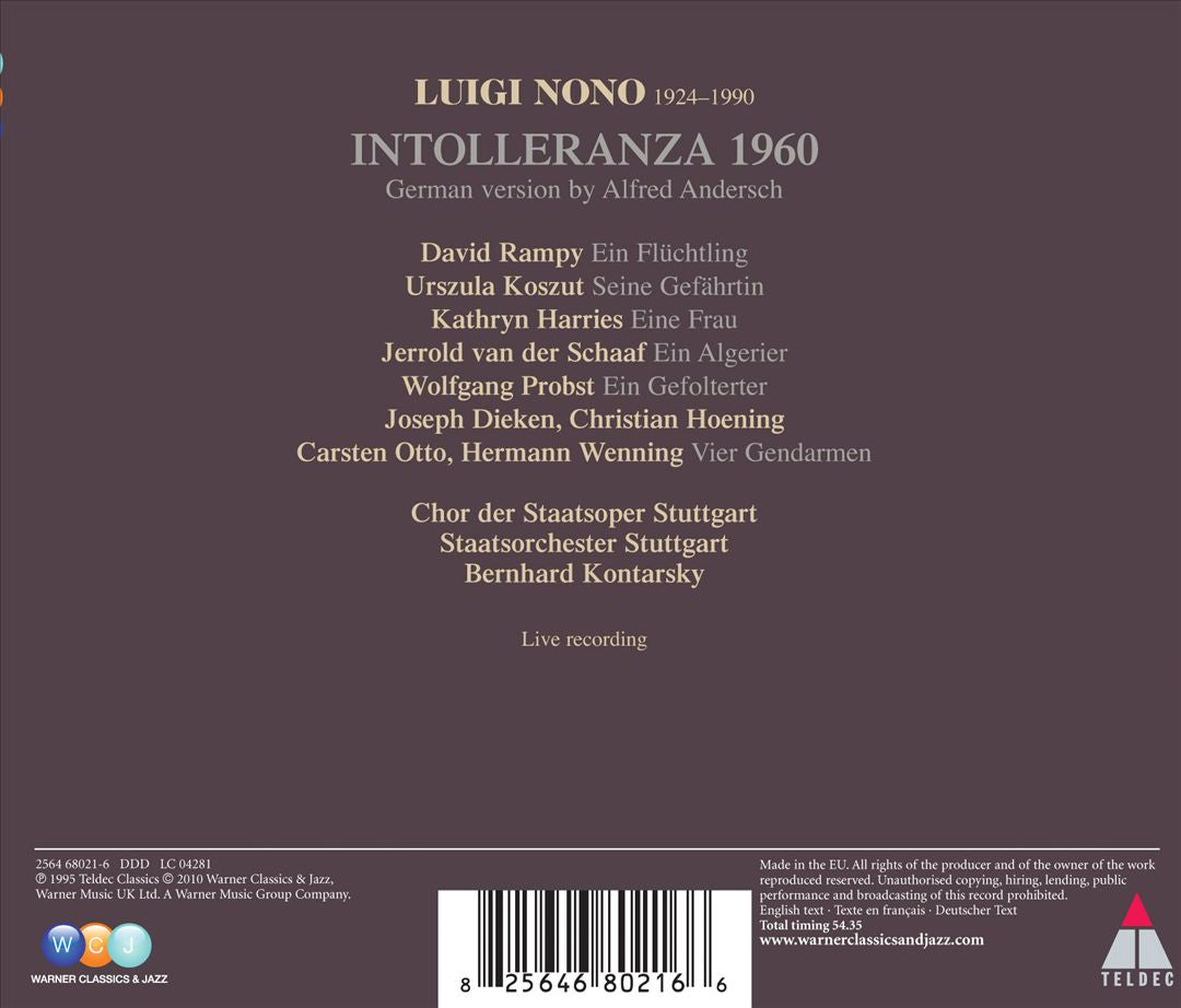 Luigi Nono: Intolleranza 1960 cover art